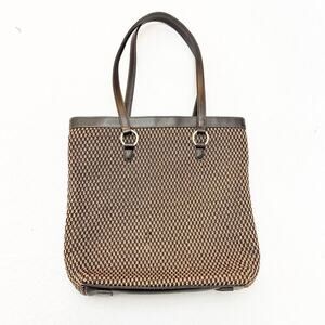 The Sak Brown Elliott Lucca Crochet Vintage Leather Handle Tan Handbag Purse